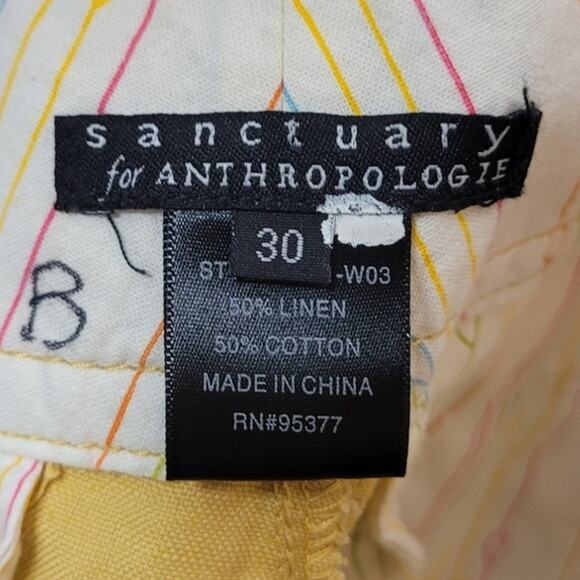 Sanctuary For Anthrolpologie Women's Yellow Wide Leg Pants Size 30 Long - Picture 4 of 5